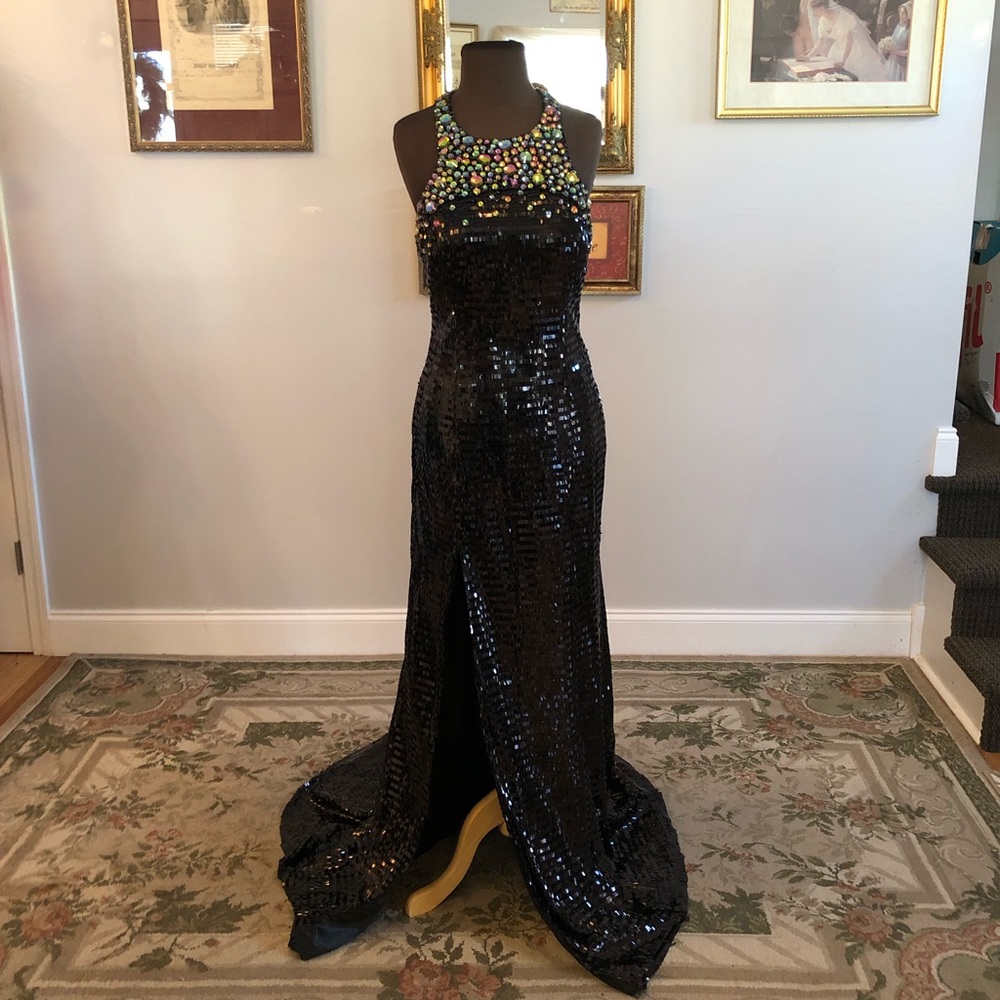 High neck evening gown